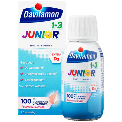 afbeelding van Junior 1+ vloeibare vitamines framboos