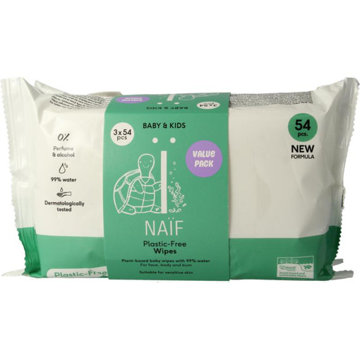 afbeelding van Naif baby wipes 3pack pl free