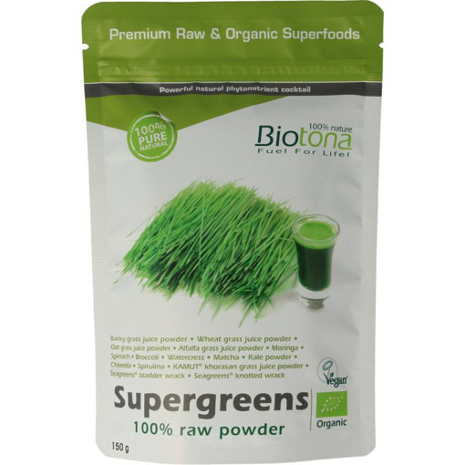 afbeelding van supergreens raw powder bio